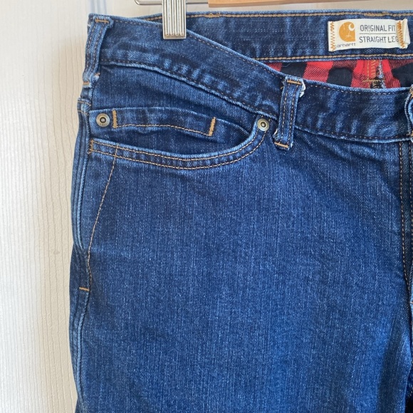 Carhartt Women's Straight Leg Jeans - Blue with Red Accents - Picture 3 of 8